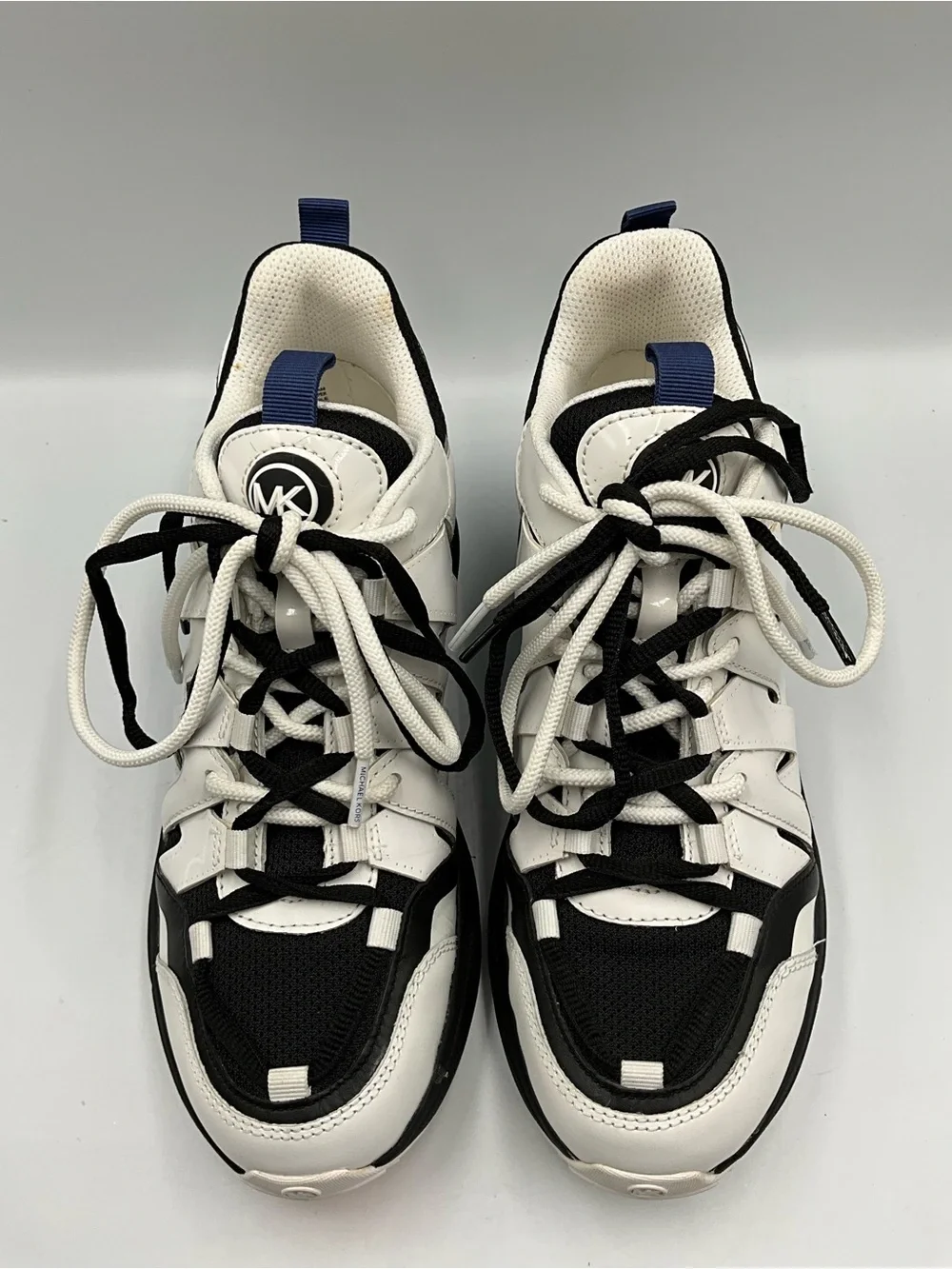 Michael Kors Sneakers Size 8m White Trainer Sneakers with Blue Accents